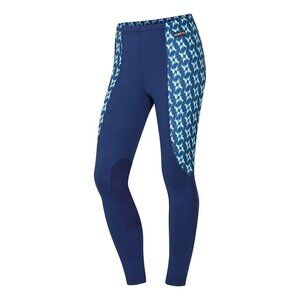 Kerrits Girl's Blue Performance Knee Patch Pattern Riding Tights Size M